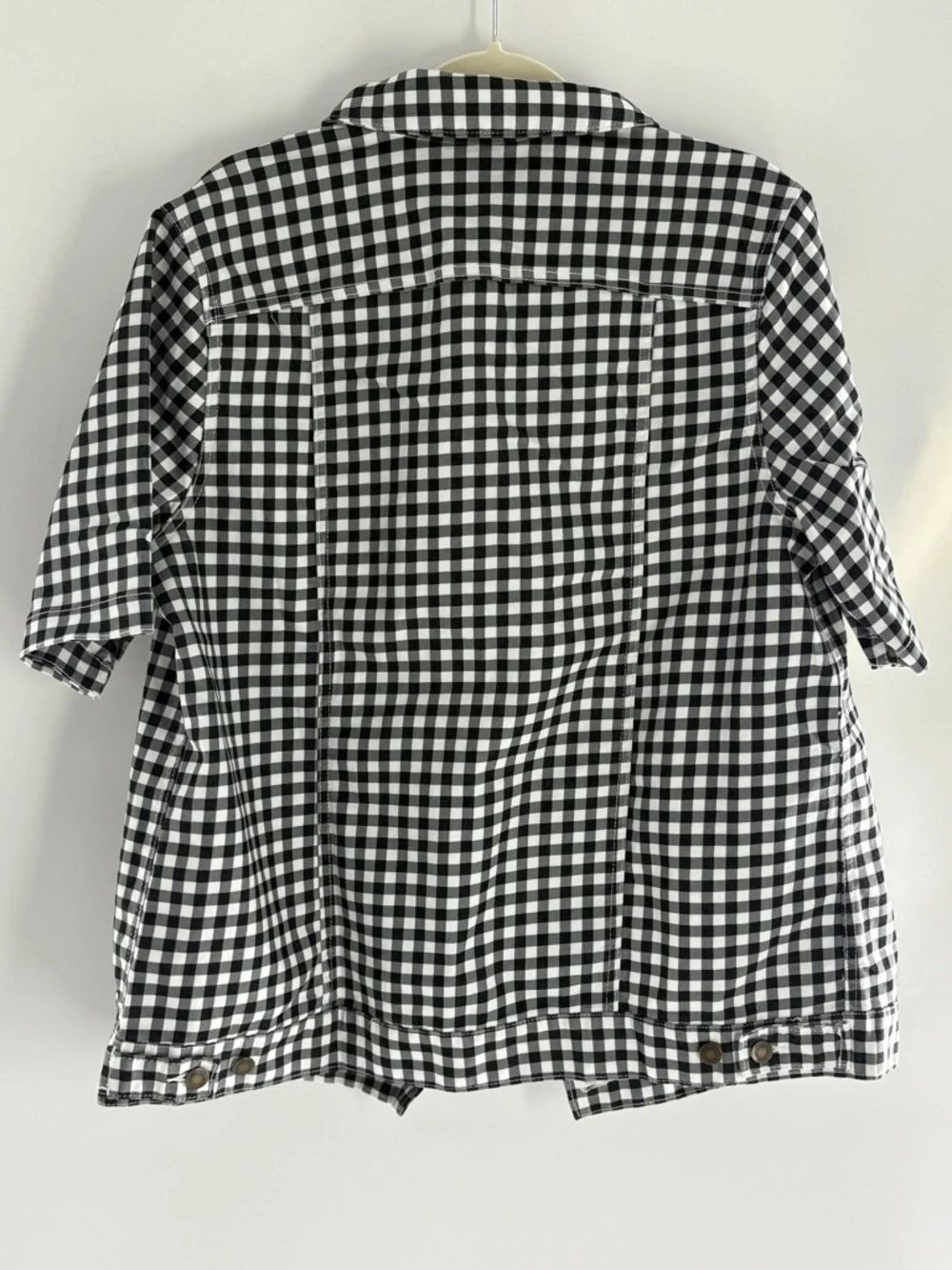 Woman Within Black and White Gingham Jean Jacket - Picture 3 of 6